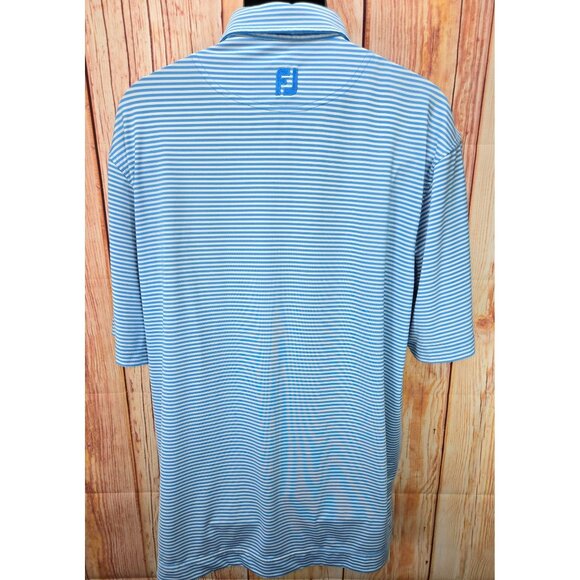 FOOTJOY FJ Men's Golf Polo Large Seawash Blue Striped - Picture 2 of 8
